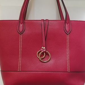 Red Purse, Tan Polka Dot Liner